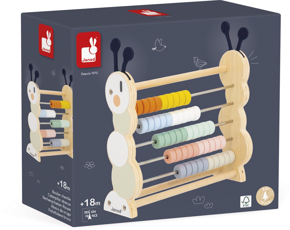 Janod – süßer Kokon – Holz-Abakus-Tups – Lernspiel