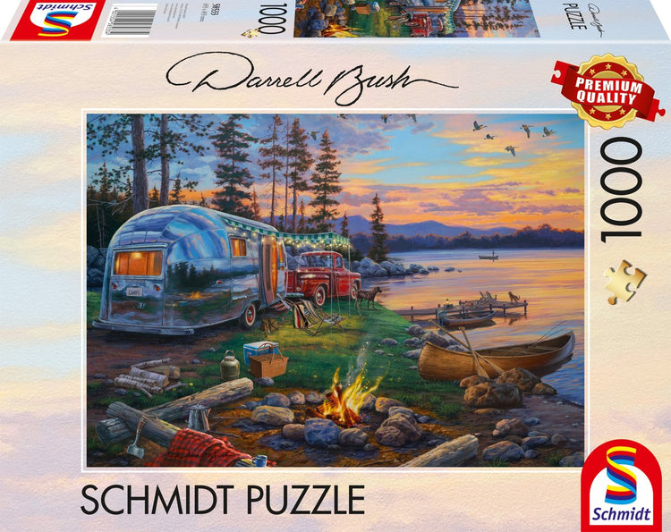 Schmidt - Puzzle - Idyllischer Campingplatz am See - Darrell Bush - 1000 Teile - Erwachsene - ab 12 Jahren