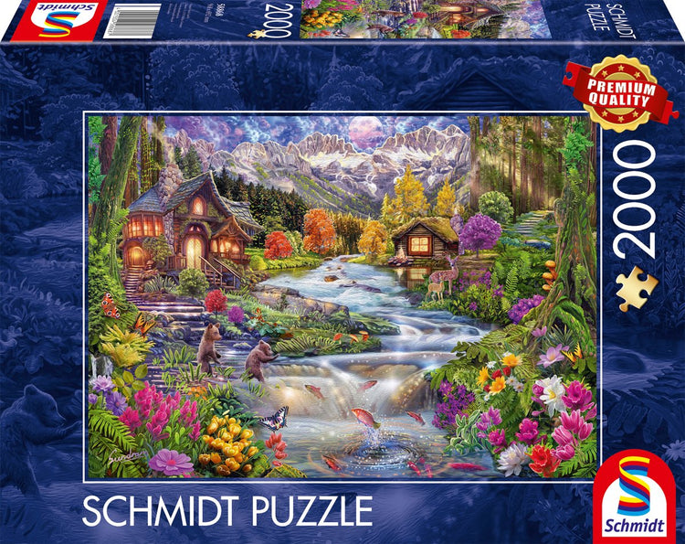 Schmidt - Puzzle - Flussidylle in den Bergen - 2000 Teile - Erwachsene - ab 14 Jahren