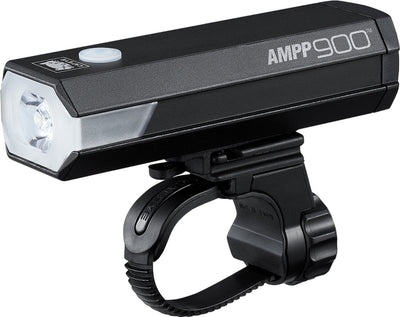 Cateye ampp900 Fahrradscheinwerfer – Fahrradbeleuchtung max. 900 Lumen – Leuchtdauer 2 bis 35 Stunden – USB wiederaufladbar – spritzwassergeschützt – fünf Lichtmodi