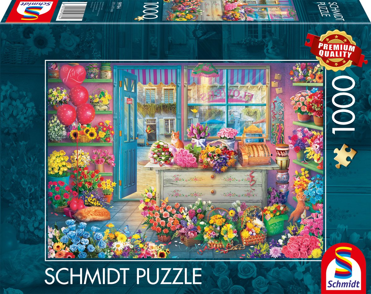 Schmidt - Puzzle - Bunter Blumenladen - 1000 Teile - Erwachsene - ab 12 Jahren