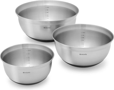 Brabantia Profil-Teigschüssel – 3-teilig – Mattstahlschwarz