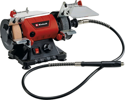 Einhell Werkbankschleifer Multitool TC-XG 75 Kit – 120 W – 0–9.900 t min – ø75 x 10 x 20 mm – inkl. 1x Schleifstein (K120), 1x Polierscheibe (K400), flexible Welle und Zubehörset