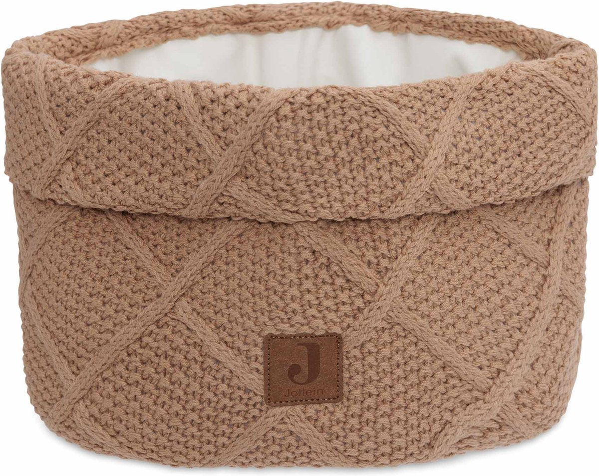 Jollein – Wickelkorb – Wickelkorb für Babyzimmer – 14 x 18 cm – Aufbewahrungskorb – karierter Strickkeks