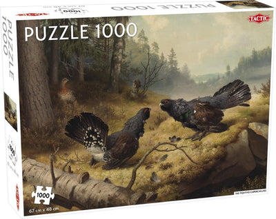 Taktischer Kampf gegen Auerhühner – Puzzle – 1000 Teile – dynamische Naturillustration – elegantes und beruhigendes Design – hohe skandinavische Qualität