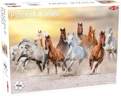 Taktik Wildpferde – Puzzle – 1000 Teile – galoppierende Pferde in der Natur – dynamische Tierfotografie – hohe skandinavische Qualität