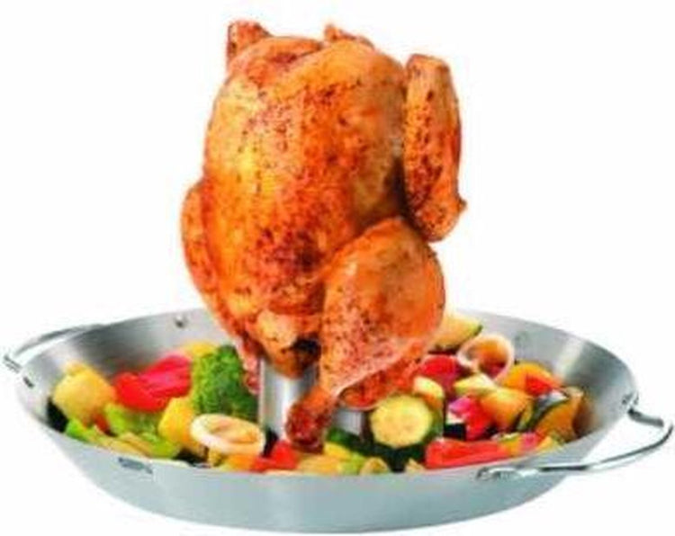 Gefu BBQ Hähnchenhalter mit Aromareservoir 18 x 18 x 12 cm – Edelstahl – für Bierdosenhähnchen