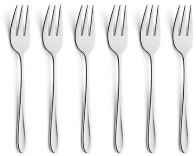 Amefa Monaco – 6-teiliges Gebäckgabel-Set – für 6 Personen – silberfarben – Edelstahl – spülmaschinenfest – 18 10 – 6 Personen