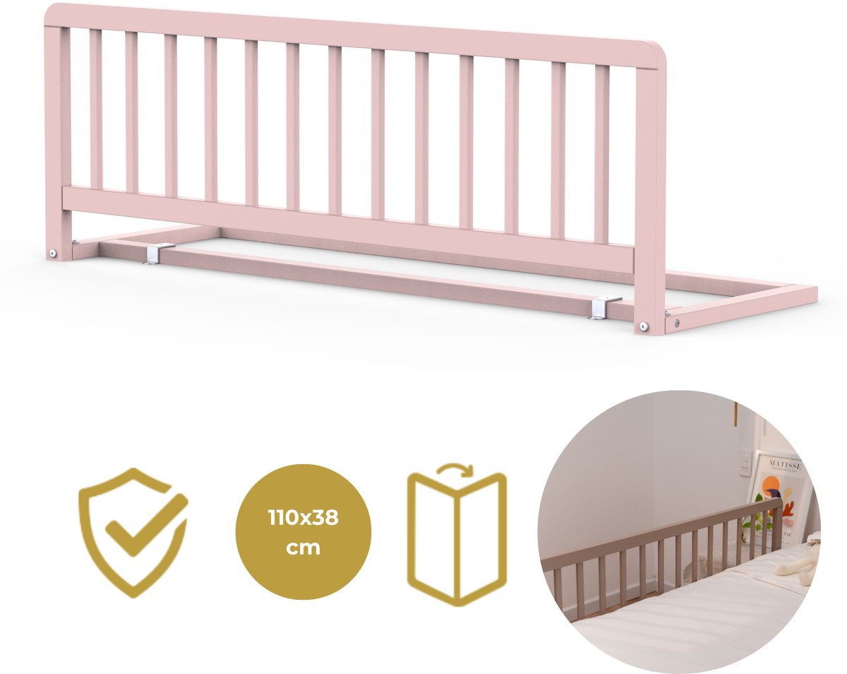 Geuther Bettgitter aus Holz - Bettgitter - Lissi - Schutzgitter - 110x38cm - Rosa
