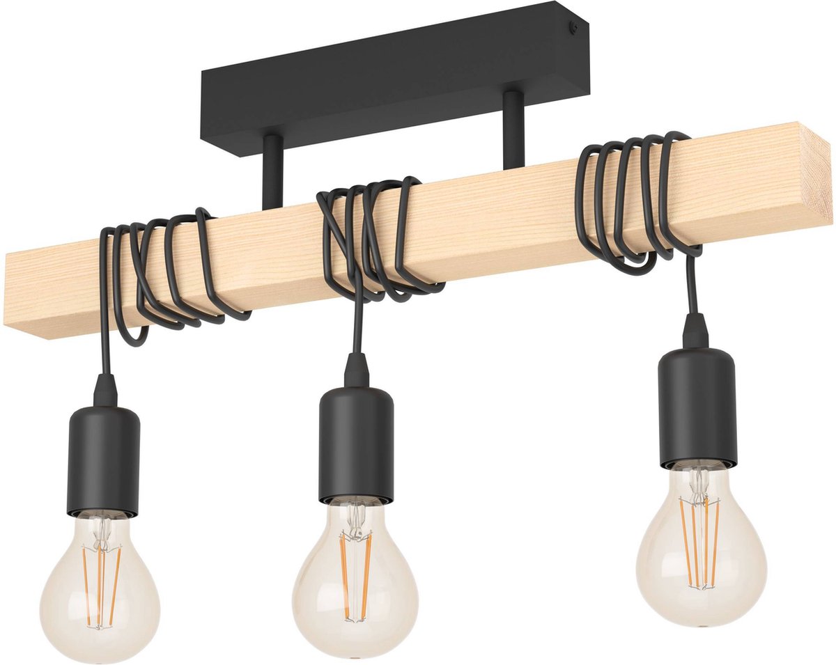 Eglo Townshend Deckenleuchte – E27 – 55 cm – Schwarzbraun – FSC-Holz