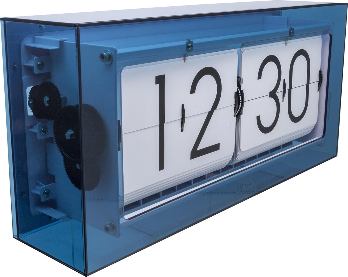 Nexttime Big Flip Clear – Tischuhr – 36 cm – Acryl – Blau