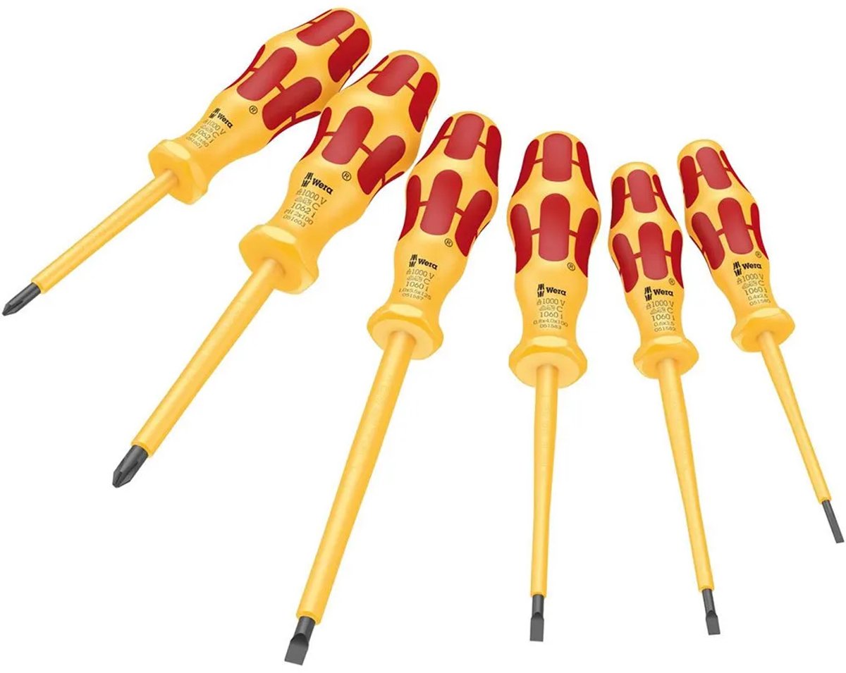 Wera 1060 und 1062 und 6 VDE 1000 V | isolierter Schraubendrehersatz | kraftform | vde | 6-teilig - 05051575001