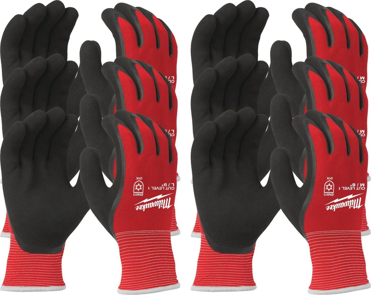 Milwaukee 4932471607 Arbeitshandschuhe – Schneidklasse 1 – 9 l – 12 Paar