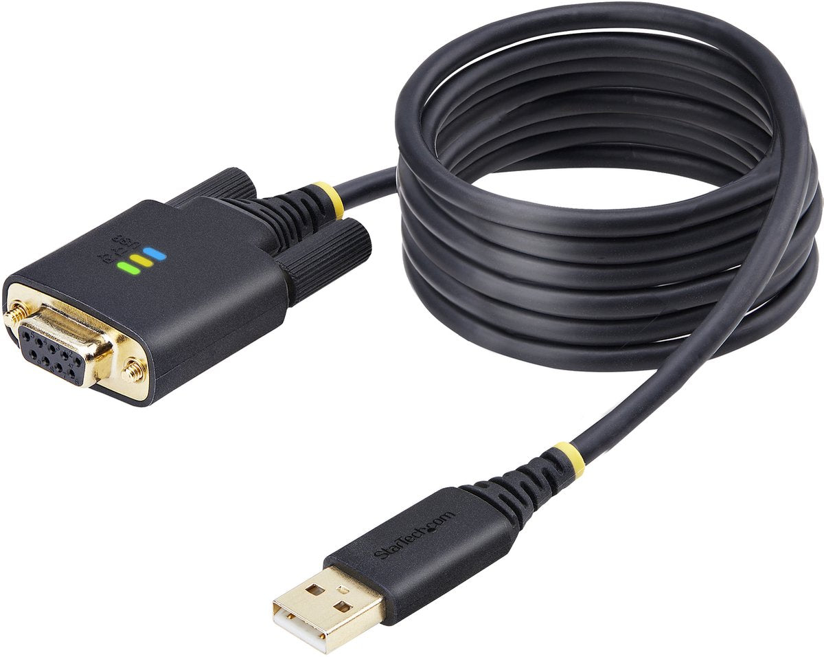 Bosch Startech 2 m USB-auf-Nullmodem-Seriell-Adapterkabel, COM-Retention, FTDI, USB-A auf RS232, LED-Anzeigen, austauschbare DB9-Schrauben und Muttern