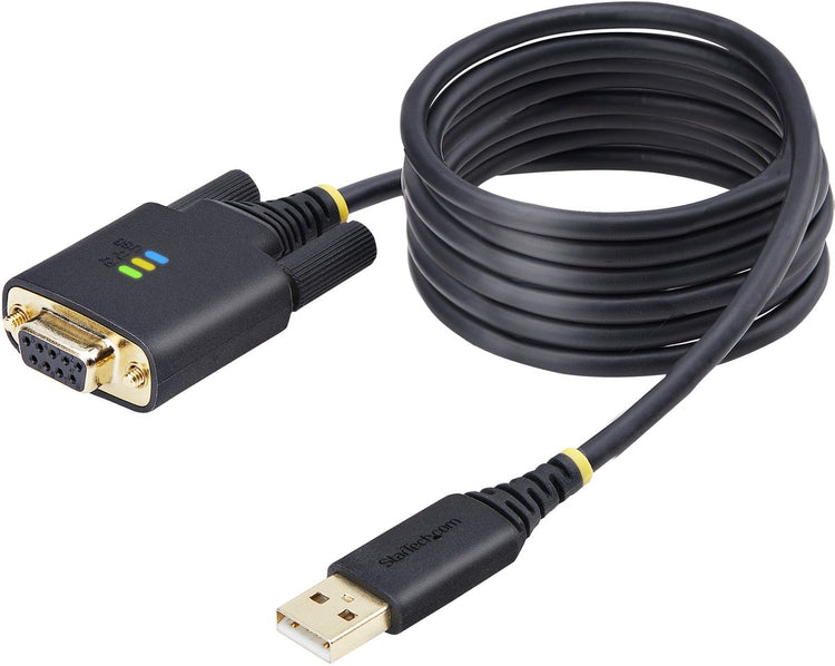 Bosch Startech 2 m USB-auf-Nullmodem-Seriell-Adapterkabel, COM-Retention, FTDI, USB-A auf RS232, LED-Anzeigen, austauschbare DB9-Schrauben und Muttern