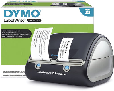 Dymo Labelwriter 450 Twin Turbo Etikettendrucker | Direkter Thermo-Etikettendrucker | schneller Druck von Etiketten, Barcodes und mehr | Computerverbindung | für Zuhause und Büro