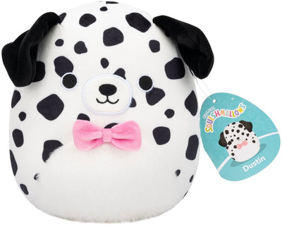 Squishmallows – Dustin – weißer Dalmatiner mit flauschigem Bauch und Fliege – 19 cm Plüsch