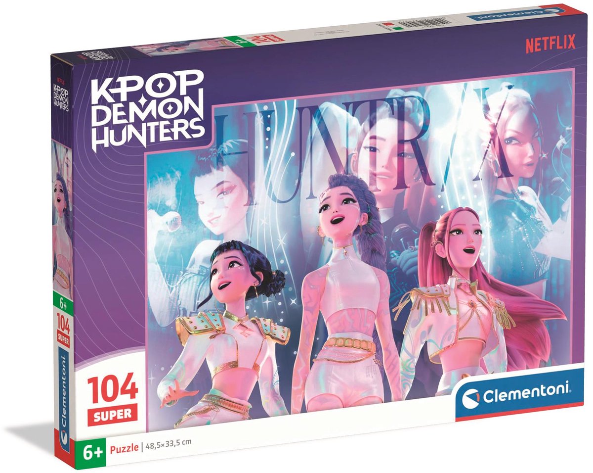 K-Pop Demon Hunters Puzzle Maxi 104 Teile von Clementoni Supercolor – Kpop Huntrix Puzzle – K Pop Geschenk für Kinder ab 6 Jahren