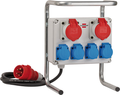 Brennerstuhl kompakter Kleinstromverteiler BKV 2 4 G IP44 Baustromverteiler mit Stahlrohrgestell (2 m Kabel, für den Dauereinsatz im Außenbereich IP44)