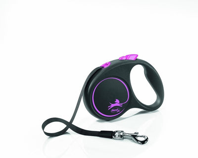 Flexi Rollijn schwarzes Designband rosa