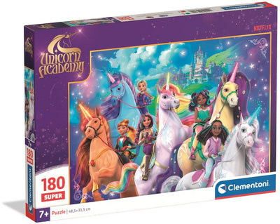 Clementoni - Puzzle - Einhorn-Akademie - 180 Teile - Superfarbe - ab 5 Jahren