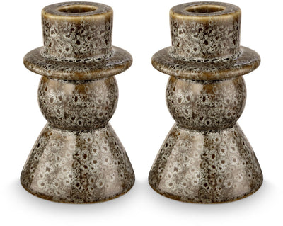 Vtwonen – 2er-Set – Kerzenständer – Keramik – grün – 7,8 x 12 cm
