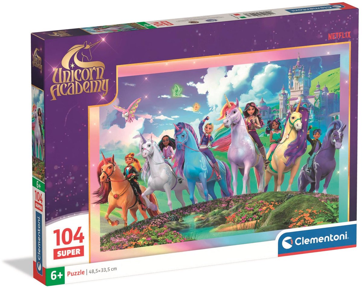 Clementoni - Puzzle - 104 Teile - Einhorn-Akademie - Super - ab 4 Jahren