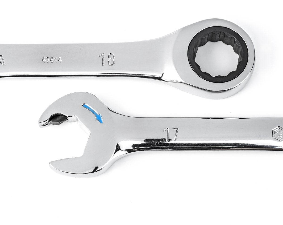 Sata ST09066-02 – 12-teiliger Ratschenschlüsselsatz – 8–19 mm – Doppelratsche in Ring und Nuss