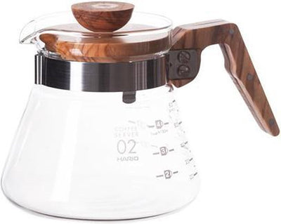 Hario v60 Kaffeeservice 600 Glas mit Olivenholz – 600 ml