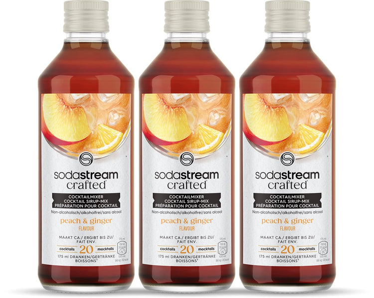 Von Sodastream hergestellte Mixer, Pfirsich-Ingwer-Zitronen-Sirup – 3er-Pack