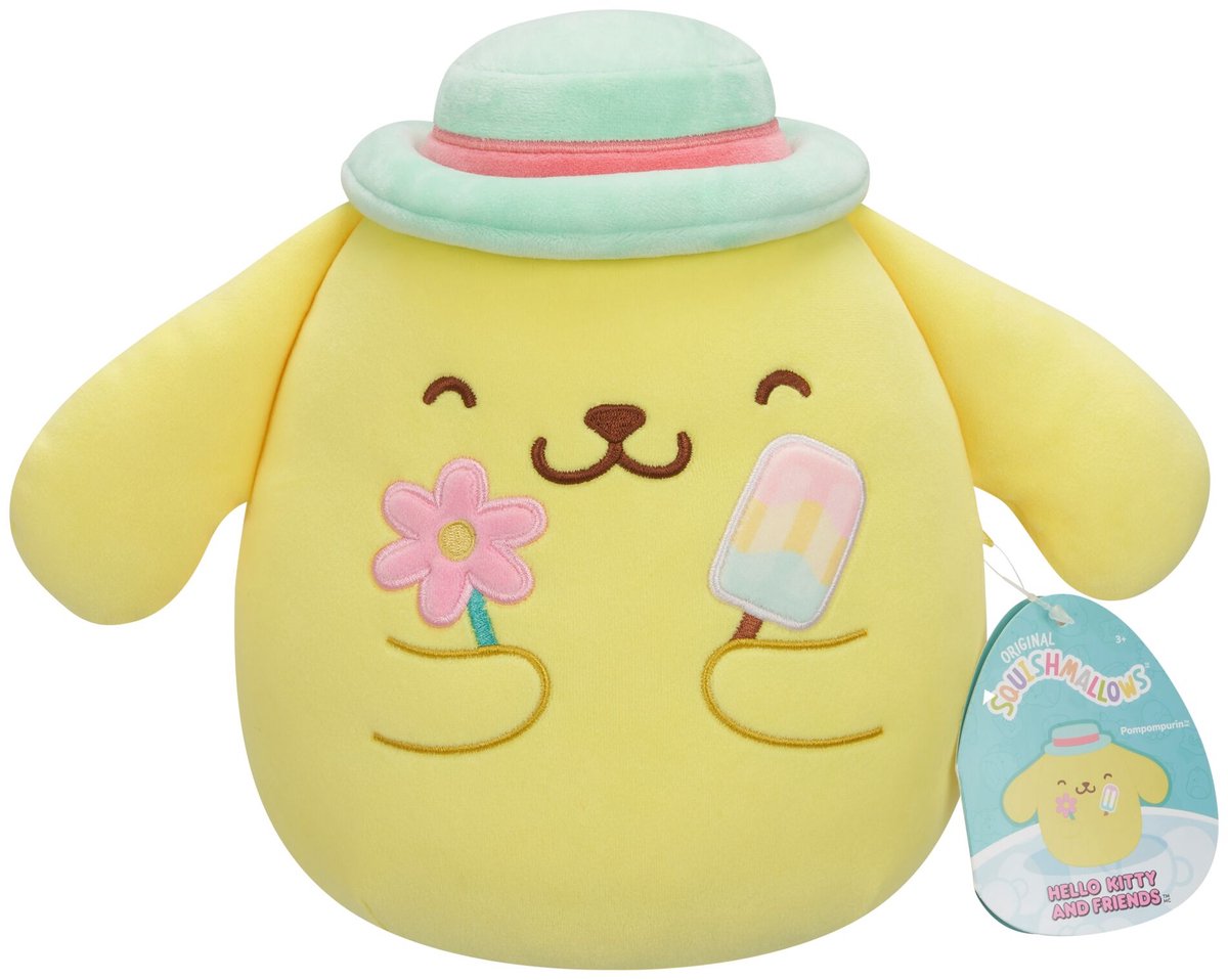 Jazwares Squishmallows – Hello Kitty and Friends – Nutze den Moment, Pompompurin-Eis am Stiel – 20 cm Plüsch