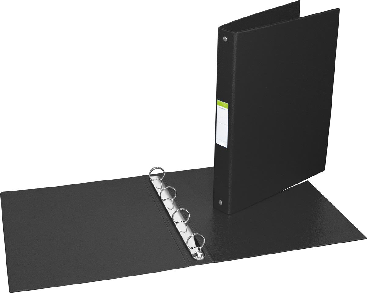 Aurora-Ringordner für A4-Format, 4 Ringe à 25 mm aus schwarzem PVC