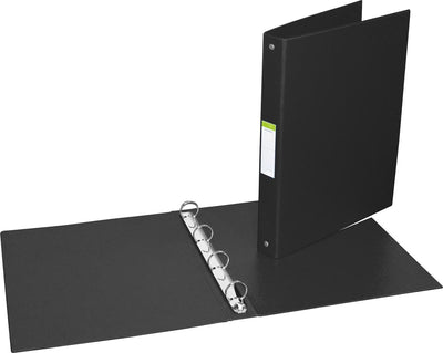 Aurora-Ringordner für A4-Format, 4 Ringe à 25 mm aus schwarzem PVC