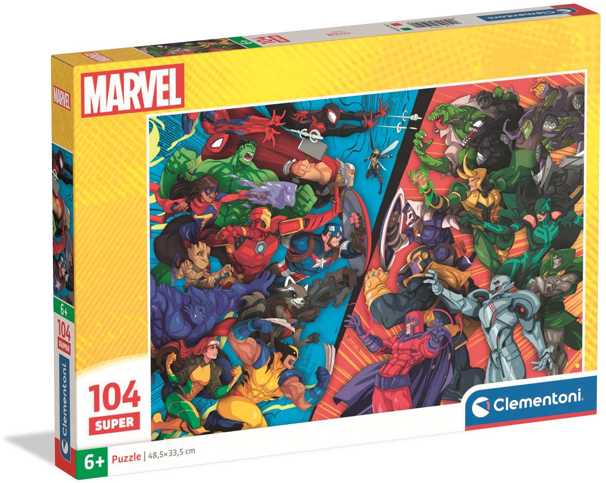Clementoni - Kinderpuzzle - 104 Teile - Superhelden gegen Schurken - Puzzle ab 6 Jahren