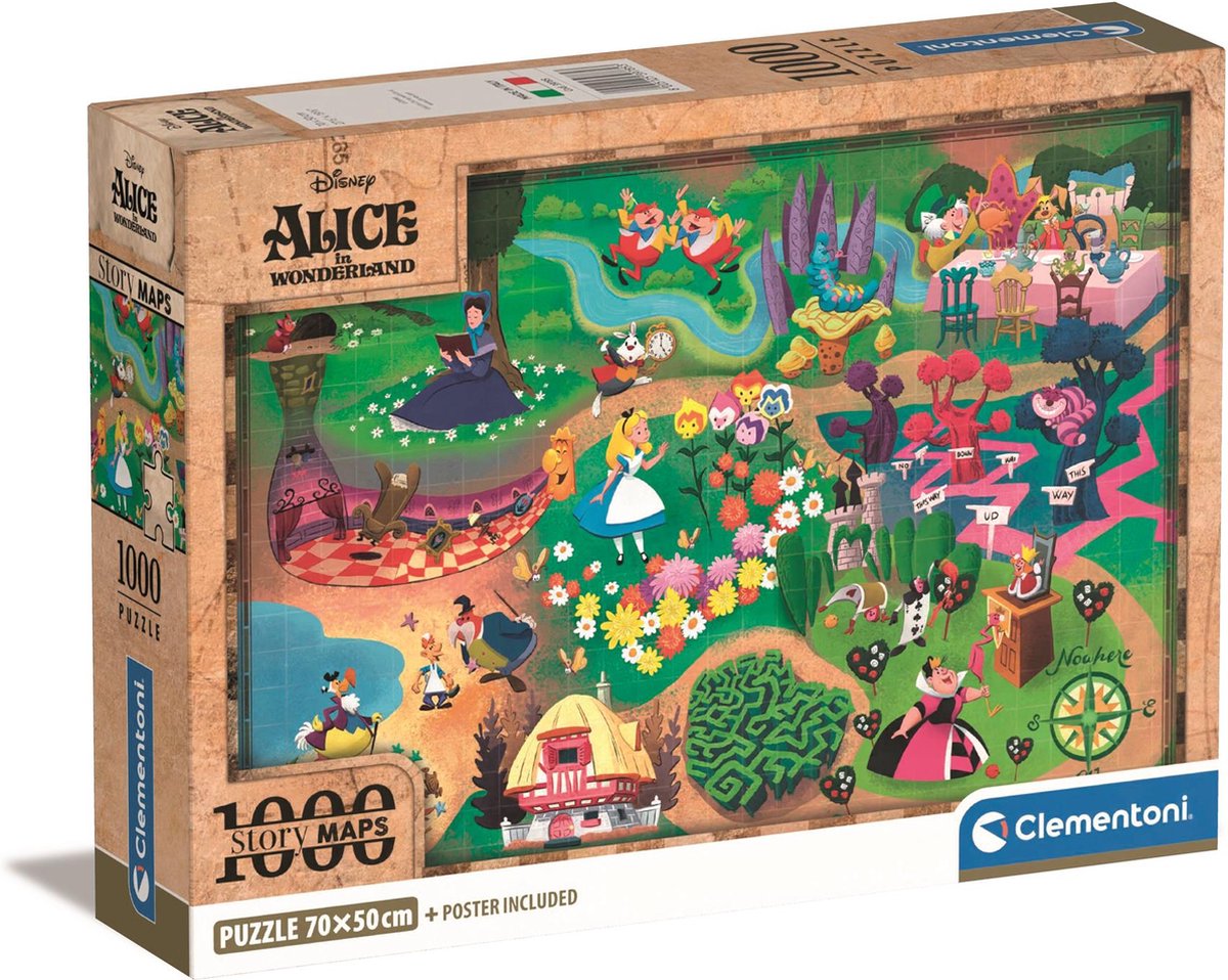 Clementoni Disney Alice im Wunderland Puzzle – 1000 Teile – 70 x 50 cm – für Erwachsene und Kinder ab 14 Jahren