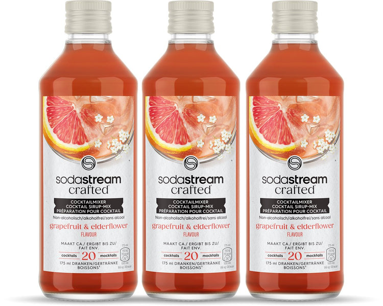 Von Sodastream hergestellte Mixer, Holunderblüten-Grapefruitsirup – 3er-Pack