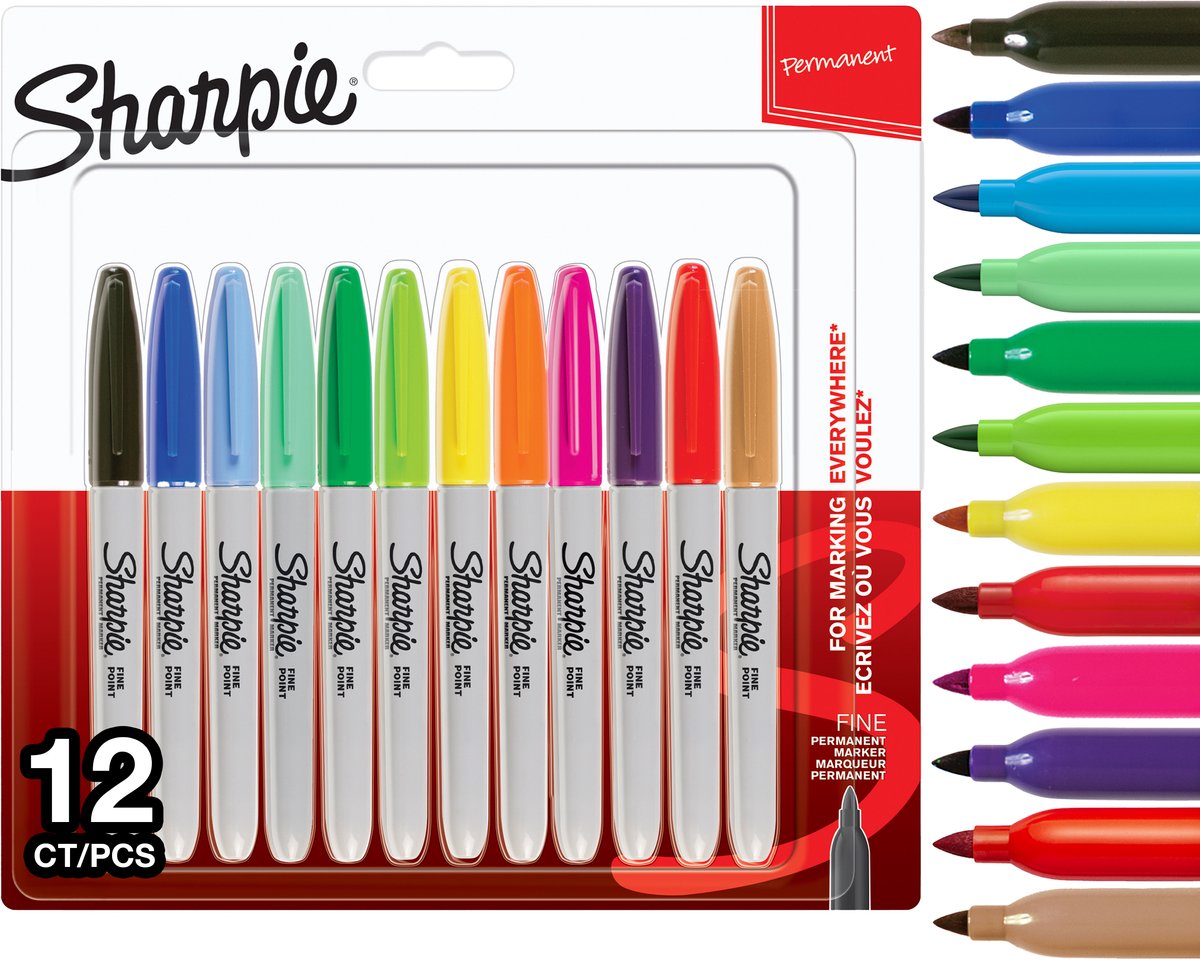 Sharpie Permanentmarker | feiner Punkt | verschiedene Farben | 12 Stück