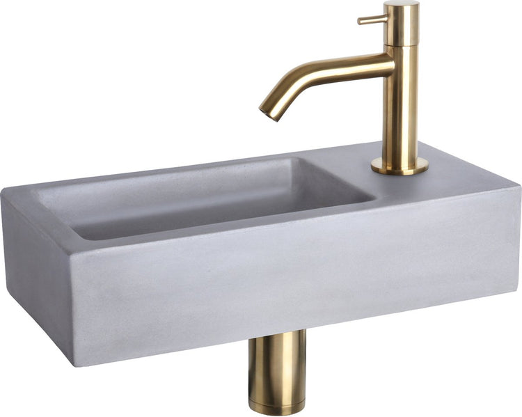 Differnz Ravo Brunnenset Beton hellgrau gebogen mattgold
