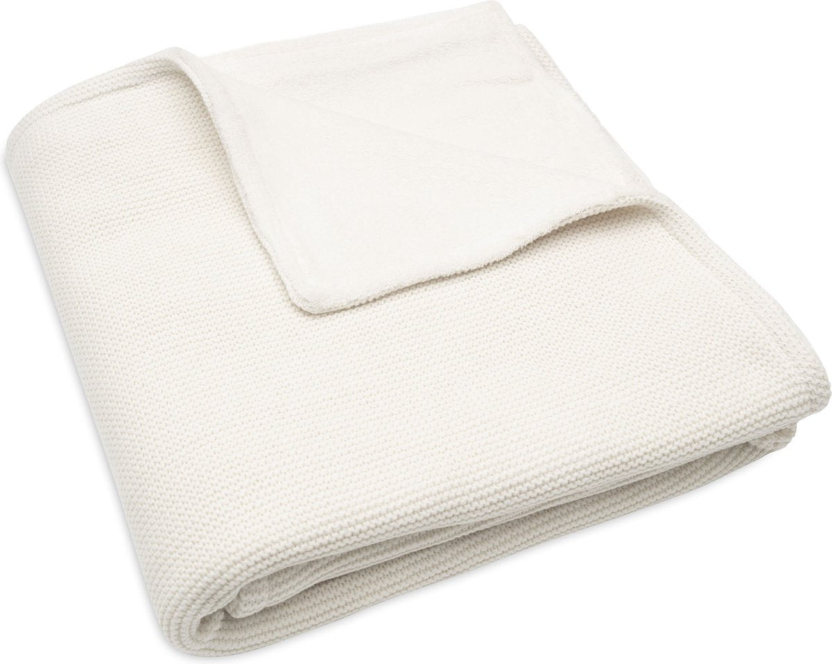 Jollein – Decke für Kinderbett 100 x 150 cm, Grundstrick – Babydecke – elfenbeinfarbenes Korallenvlies