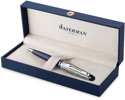 Waterman Expert Kugelschreiber | metallblaue Lackierung mit Palladium-Detail | gemeißelte Kappe | mit Geschenkbox