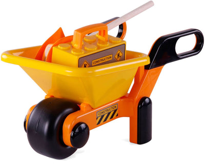 Cavallino Toys Cavallino Schubkarre gelb mit Werkzeugen und Helm, 6dlg.