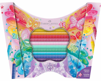 Faber-Castell Buntstifte – Sparkle – 20 Farben – in Aufbewahrungsdose Schmetterling – FC-201971