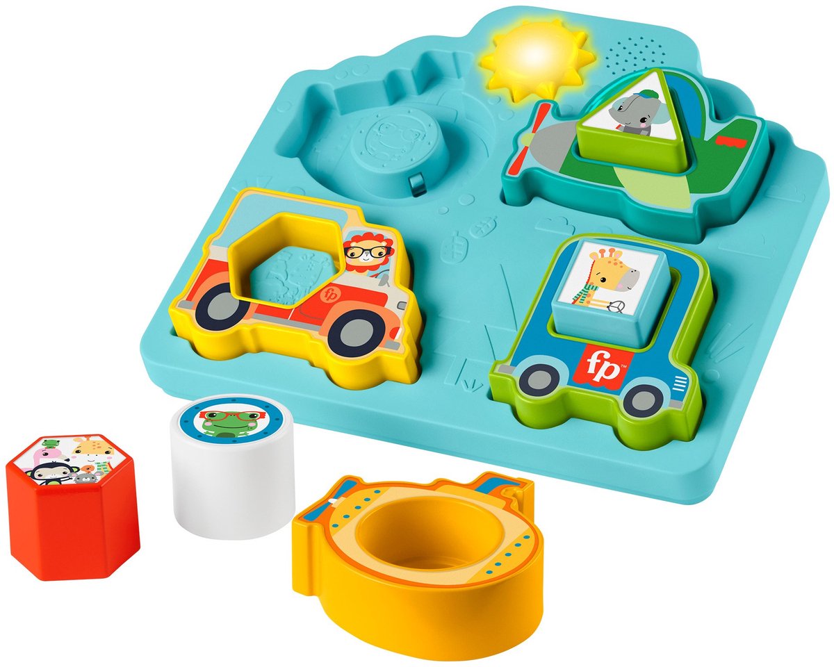 Mattel Fisher-Price Shapes Sounds Fahrzeugpuzzle mit Fahrzeugen – Formen – Sound – Lernspielzeug – Baby – Kleinkind
