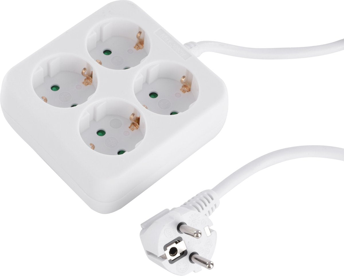 Q-Link-Buchse - 4-fach - geerdet - quadratisch - 3 x 1,5 mm² - 1,5 m - weiß