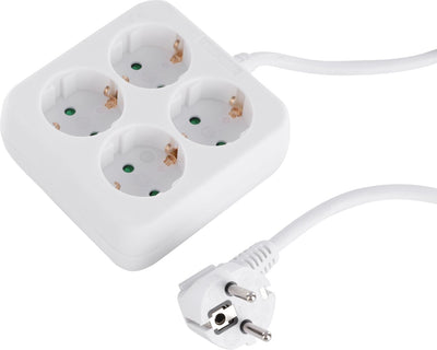 Q-Link-Buchse - 4-fach - geerdet - quadratisch - 3 x 1,5 mm² - 1,5 m - weiß