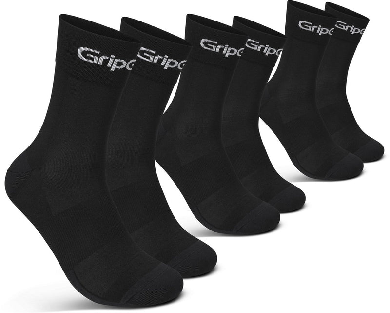 Gripgrab - Ride Regular Cut Sommer-Radsocken 3 Paar Radsport-Coolmax-Socken - Unisex - Schwarz