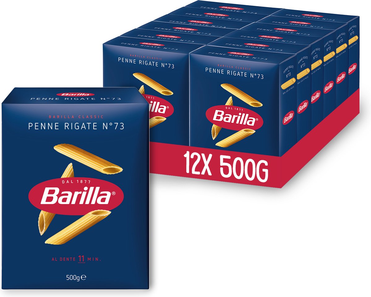 Barilla Penne Rigate – traditionelle italienische Pasta – 12 x 500 g