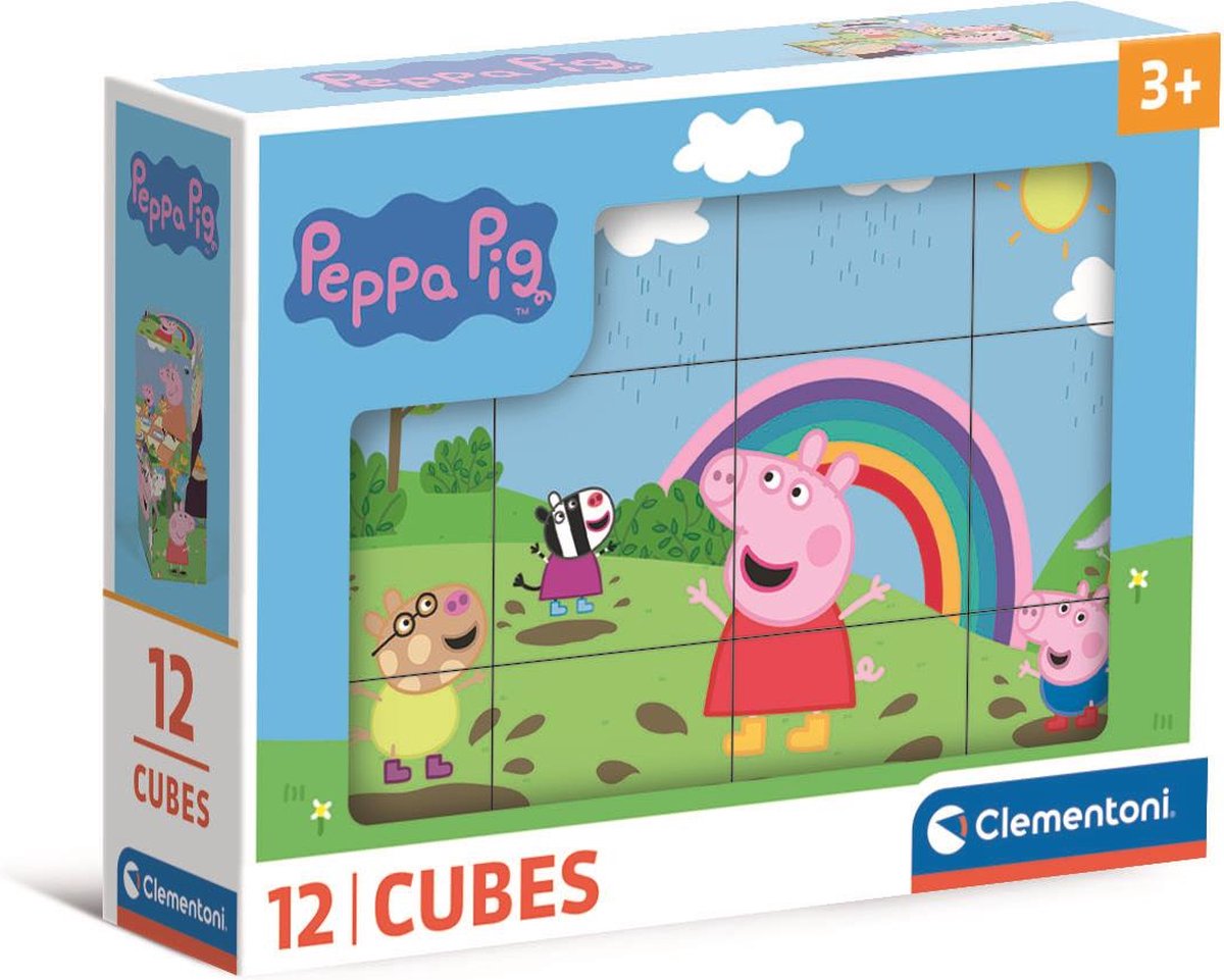 Clementoni – 12 Blöcke Puzzle – Peppa Pig – 6 Bilder – ab 3 Jahren