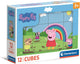 Clementoni – 12 Blöcke Puzzle – Peppa Pig – 6 Bilder – ab 3 Jahren