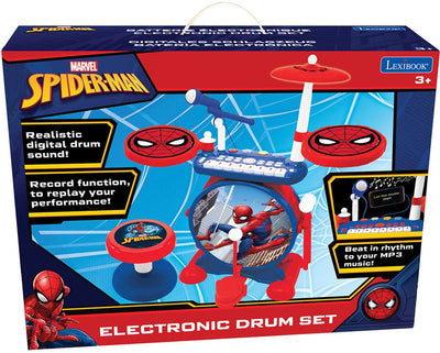 Lexibook My Rock Band Spider-Man, komplettes elektronisches Leuchtschlagzeug mit Hocker
